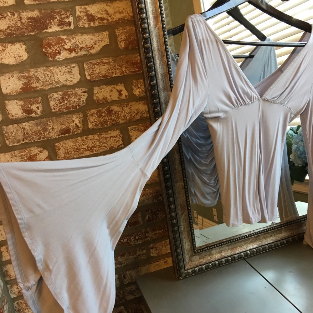 Free people bell sleeved top in light blue